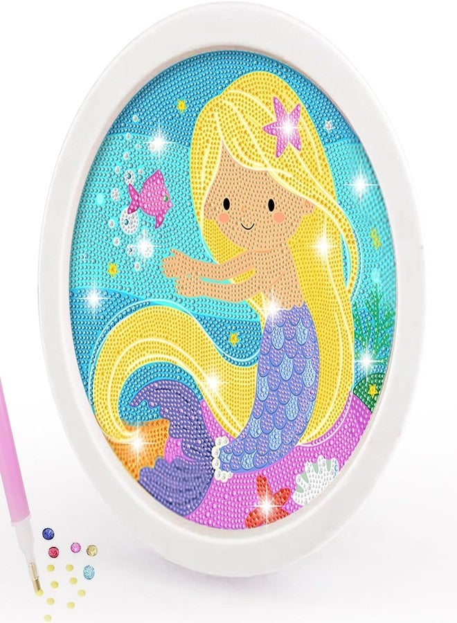 BLiSS HUES 5D Unicorn Diamond Painting Kits for Kids with Wooden Frame Cute Animal Art and Crafts for Kids Ages 6-12 Diamond Painting Frame (Mermaid Diamond Art) - Image 1